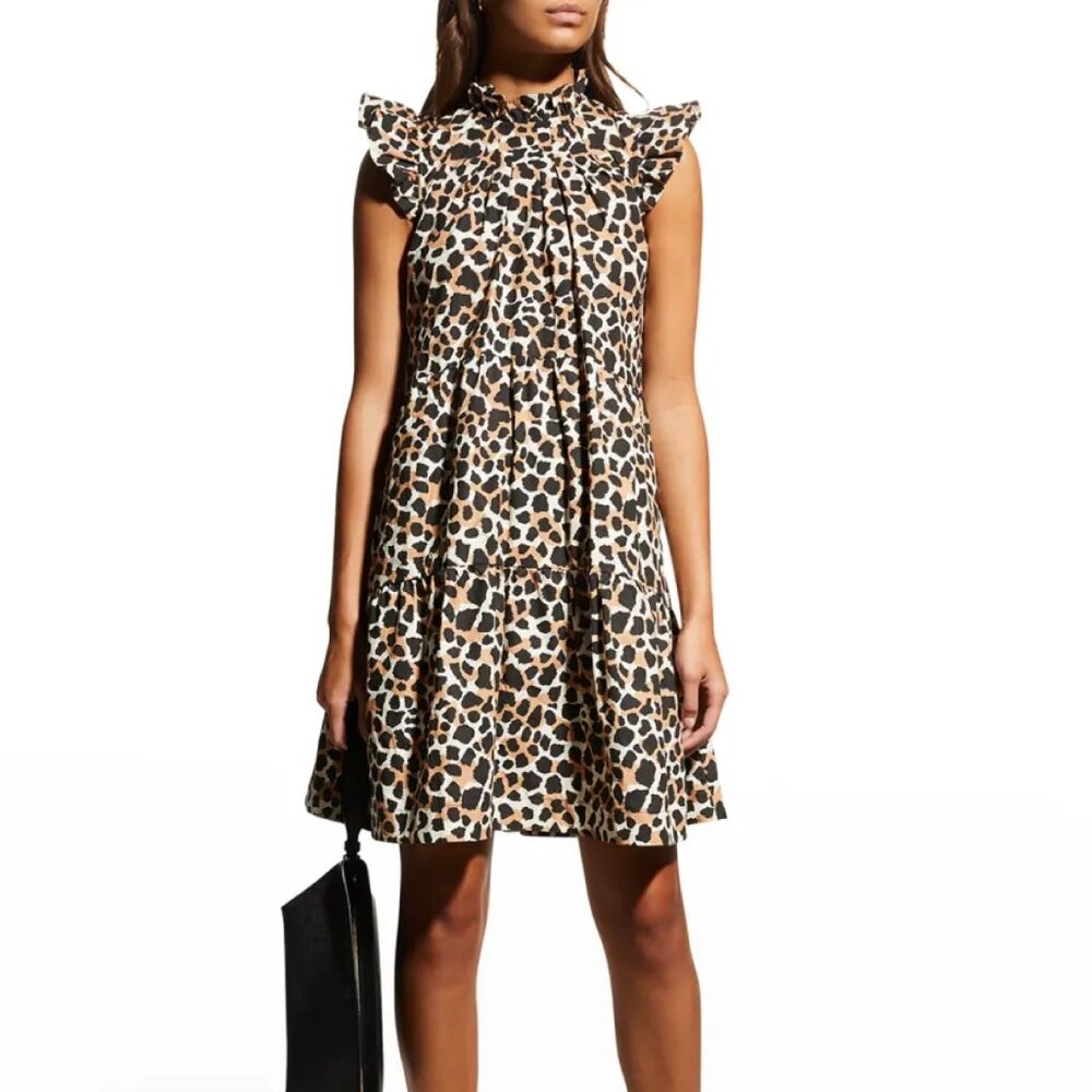 Sea New York Apollo Leopard Print Tiered Dress